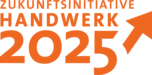 Logo mit Schriftzug Zukunftsinitiative Handwerk 2025. Auf der rechten Seite geht ein Pfeil nach oben.