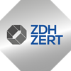 Logo ZDH ZERT in silberner Optik, ZDH ZERT ist in Blau.