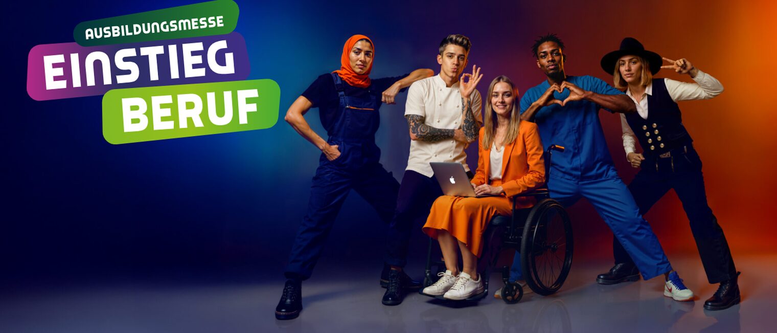 Junge Menschen in verschiedenen Ausbildungsberufen 