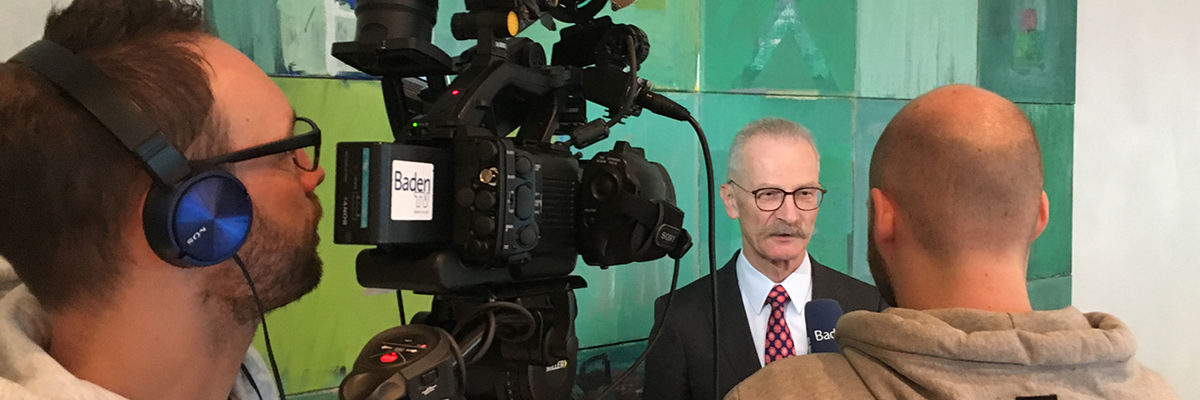 Gerd Lutz, Hauptgeschäftsführer der Handwerkskammer Karlsruhe, im Interview mit Baden TV. Jahrespressekonferenz 2019 Lutz